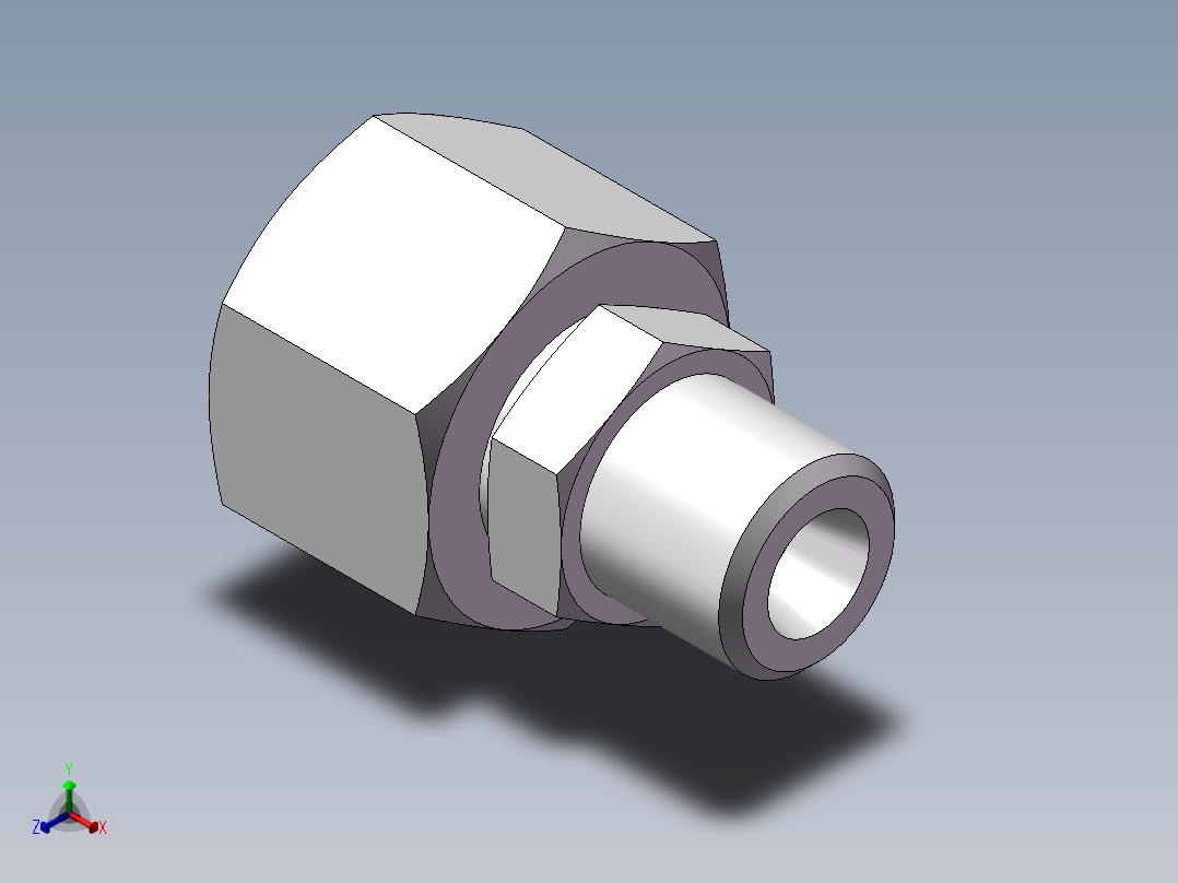 直通变径接头、2D-14-20正等轴测图