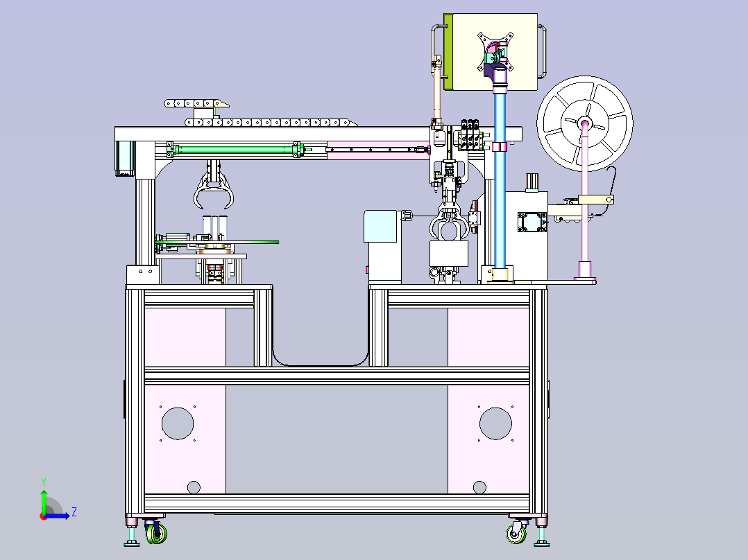 全自动绕线扎线机设备3D模型左视图