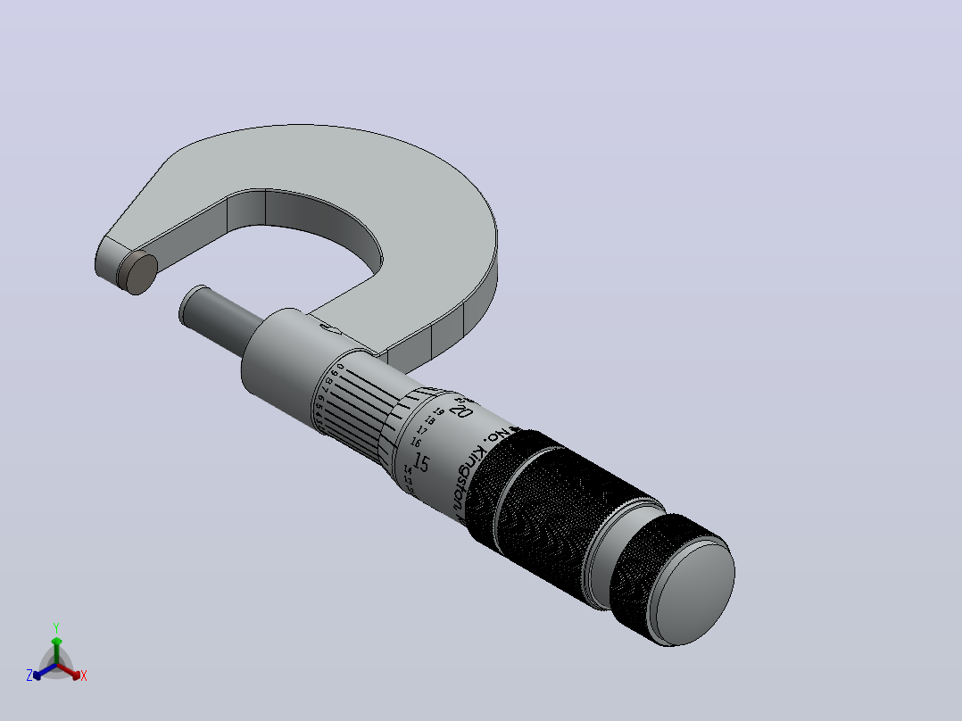 千分尺micrometer-27839-模型格式为 sw x_t正等轴测图