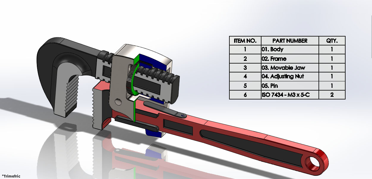Solidworks制作的管钳
