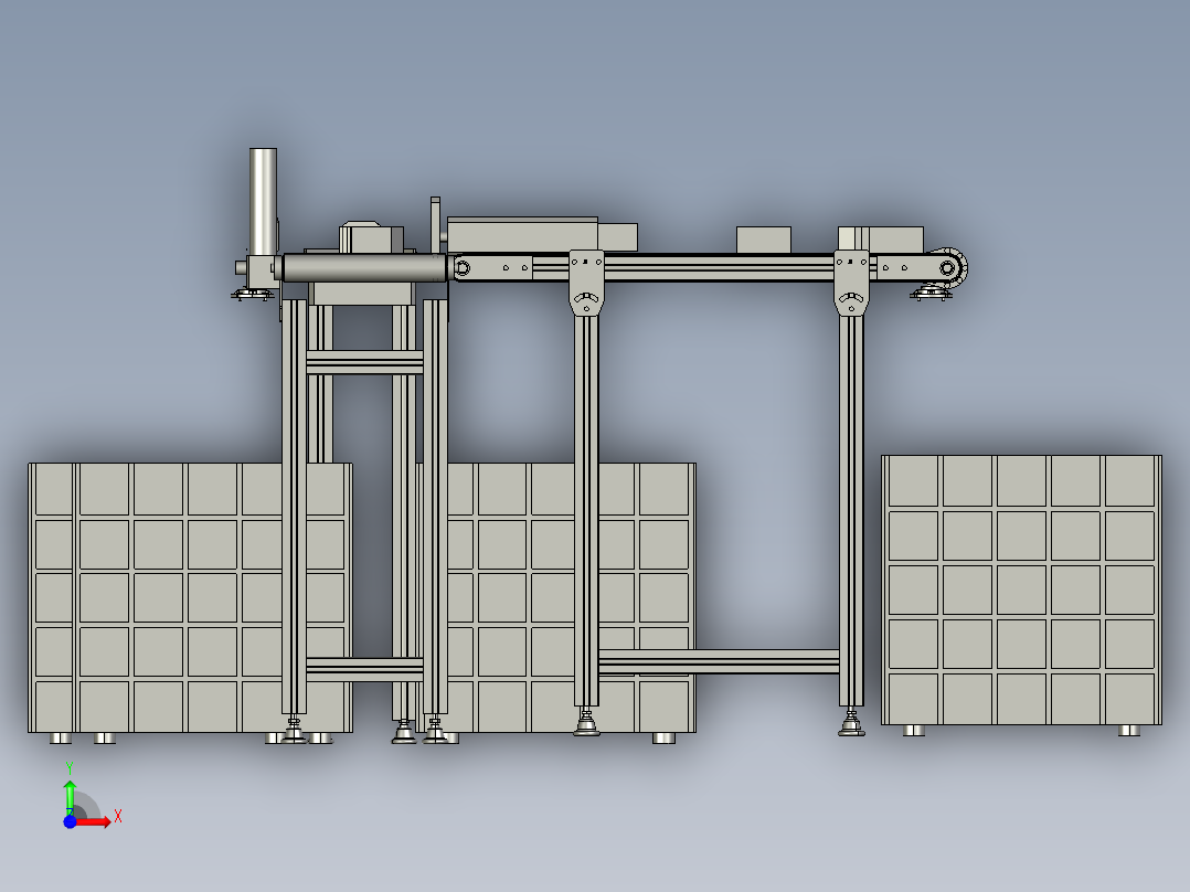 皮带输送生产线3D模型前视图