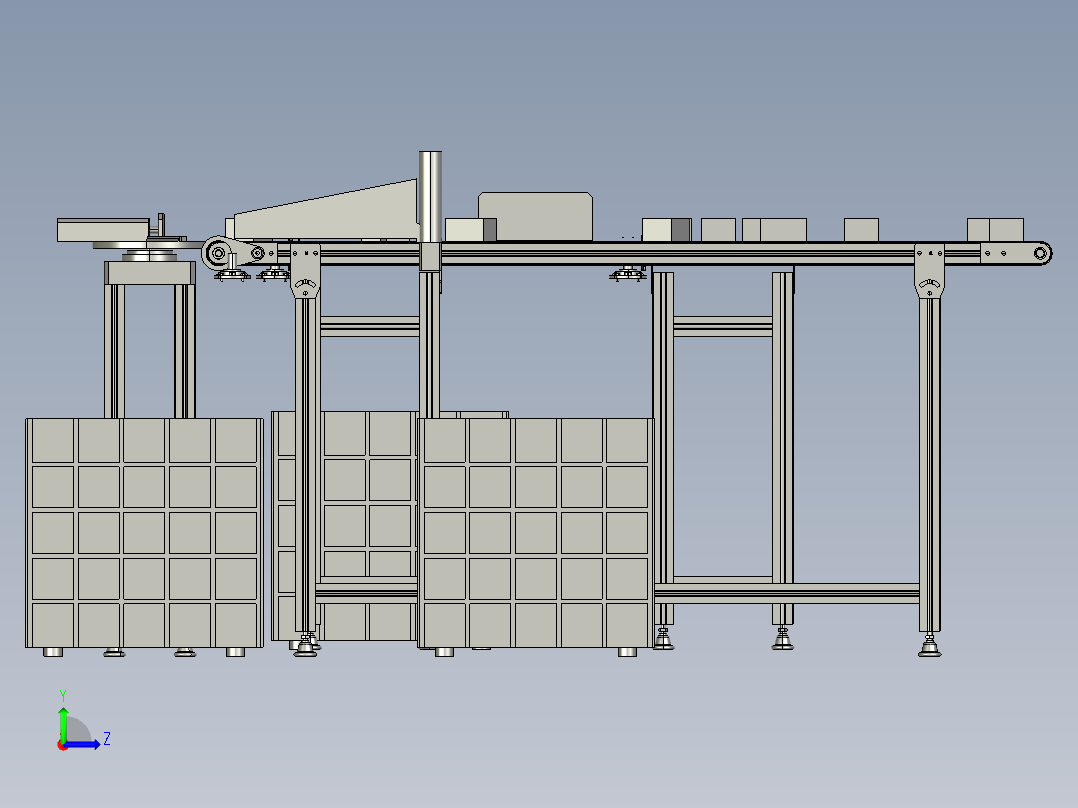 皮带输送生产线3D模型左视图