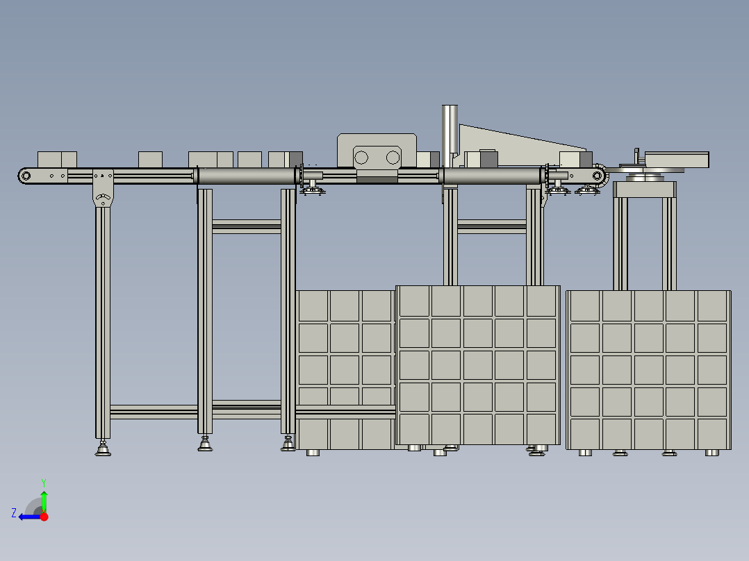 皮带输送生产线3D模型右视图