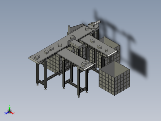 皮带输送生产线3D模型正等轴测缩略图