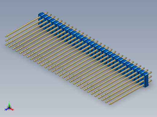 彩色公头100mil（2.54mm）系列-DS1021_blue_3x30p_100mil_Type43_rev1.0正等轴测缩略图