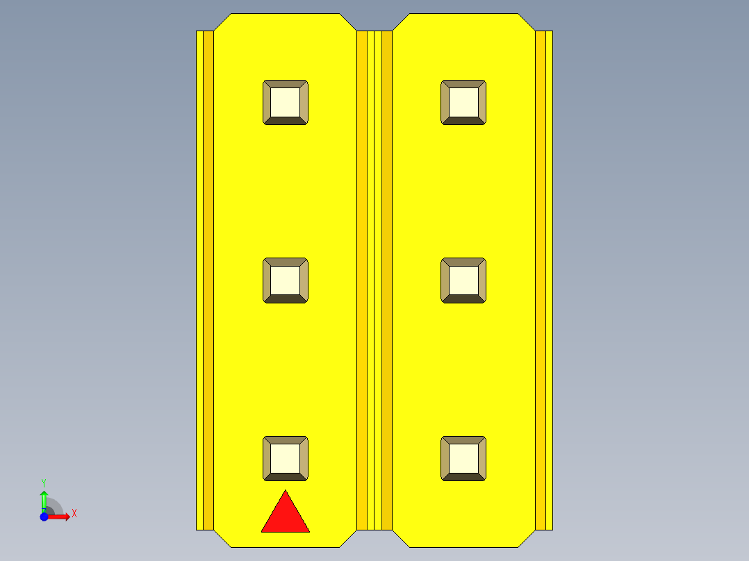 彩色公头100mil（2.54mm）系列-DS1021_yellow_3x02p_100mil_Type19_rev1.0前视图