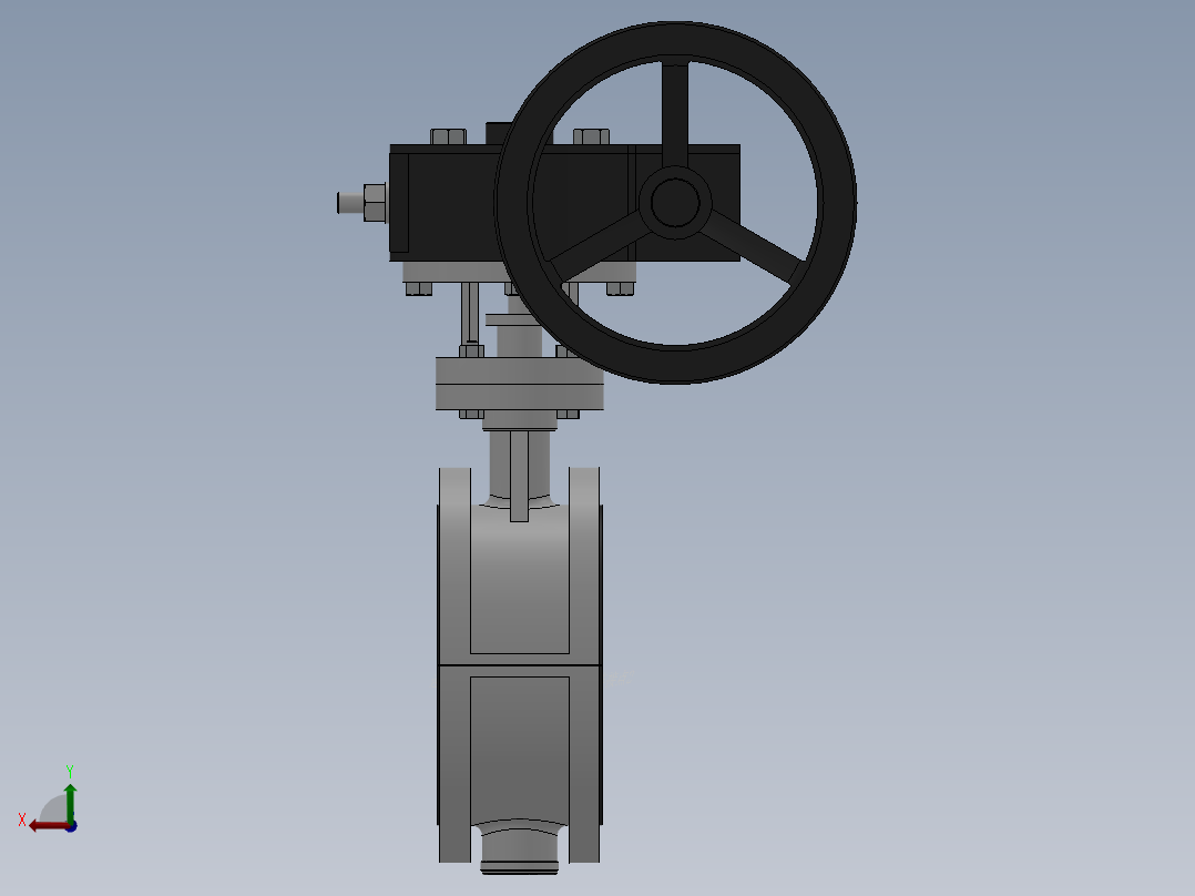 法兰式涡轮蝶阀-304 DN50-DN600后视图