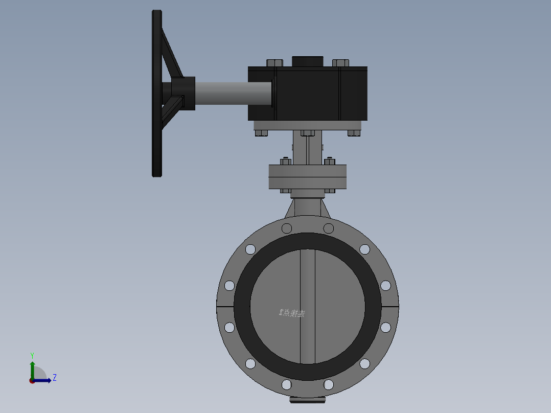 法兰式涡轮蝶阀-304 DN50-DN600左视图