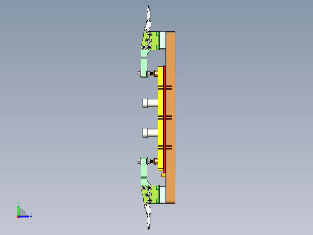 笔记本A面外壳长宽检具模型左视图