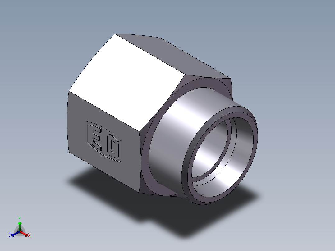 直通内螺纹接头、5CB-30-12正等轴测图