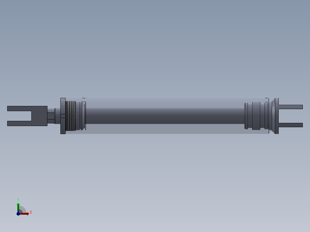 焊接式液压缸（带前后安装孔）70x40x400 mm前视图