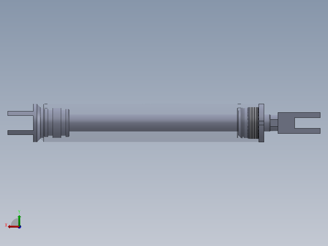焊接式液压缸（带前后安装孔）70x40x400 mm后视图