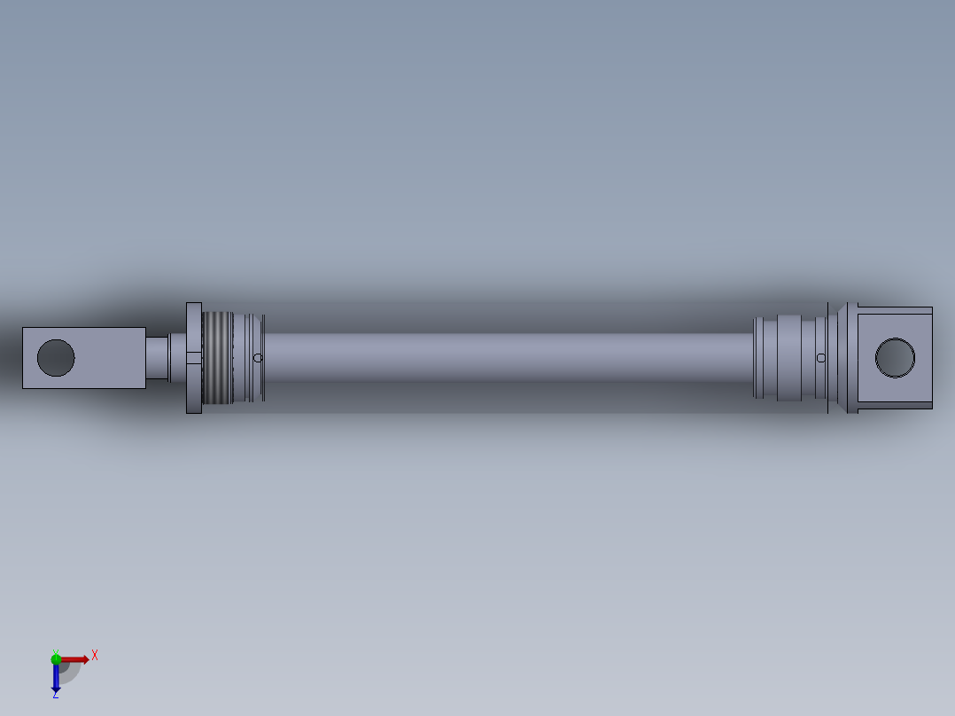 焊接式液压缸（带前后安装孔）70x40x400 mm俯视图