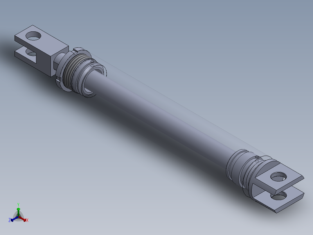 焊接式液压缸（带前后安装孔）70x40x400 mm正等轴测图