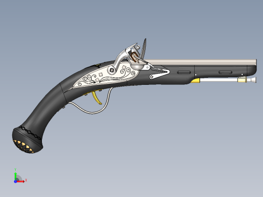 手枪左轮冲锋枪老式狙击步枪设计3D图纸flintlock-pistol SW STP STL