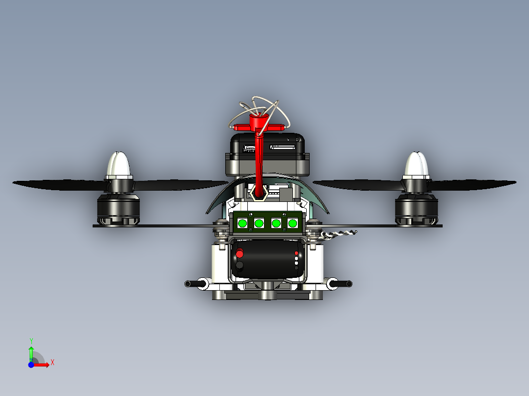 Aerotek J-mini四轴无人机三维建模图纸前视图