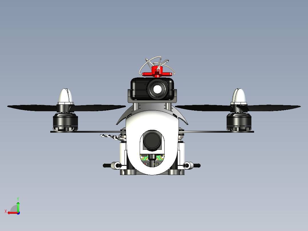 Aerotek J-mini四轴无人机三维建模图纸后视图