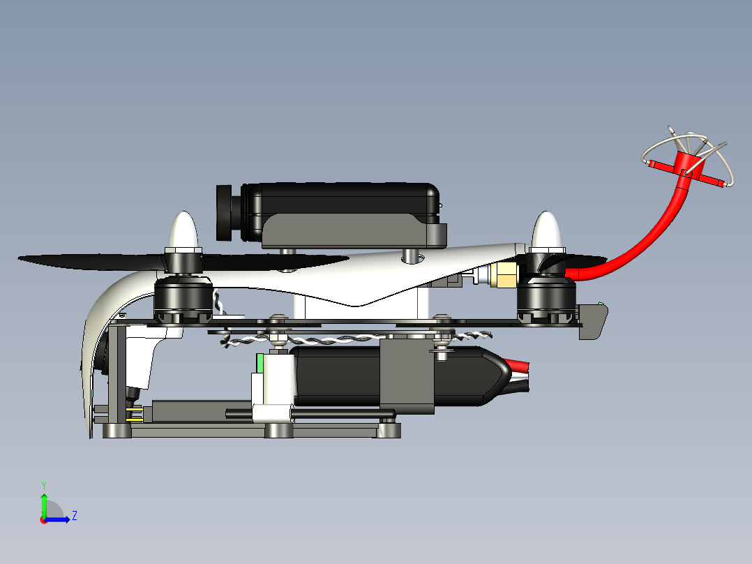 Aerotek J-mini四轴无人机三维建模图纸左视图
