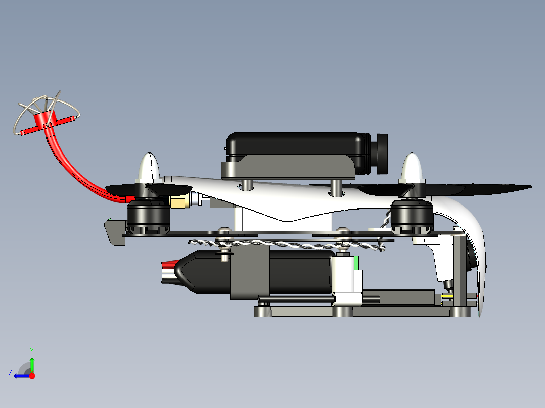 Aerotek J-mini四轴无人机三维建模图纸右视图