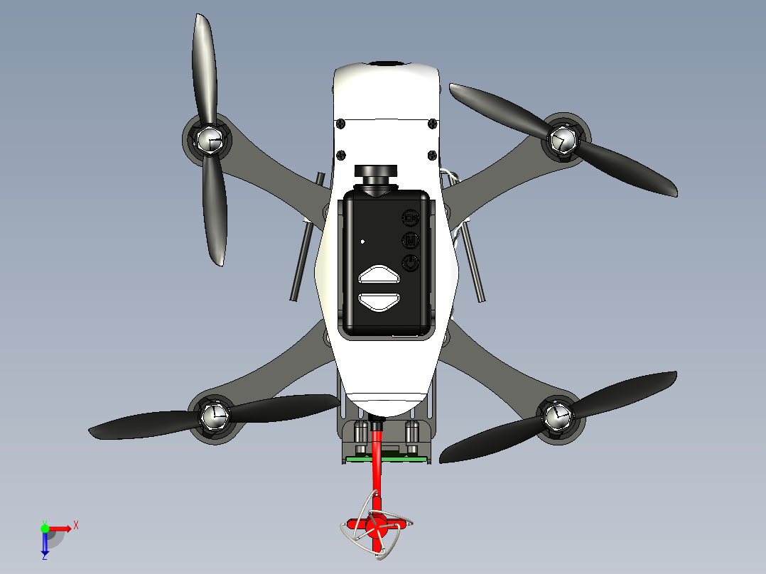 Aerotek J-mini四轴无人机三维建模图纸俯视图