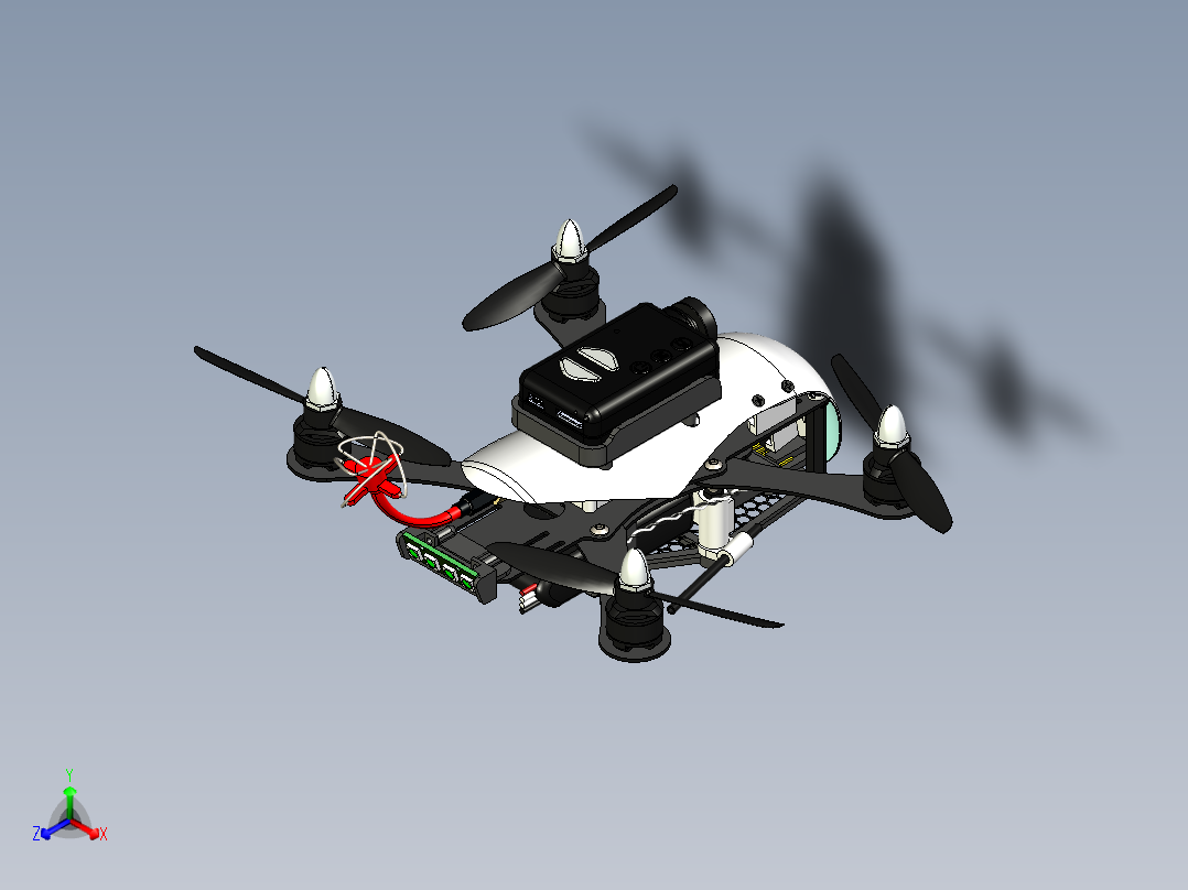 Aerotek J-mini四轴无人机三维建模图纸正等轴测图