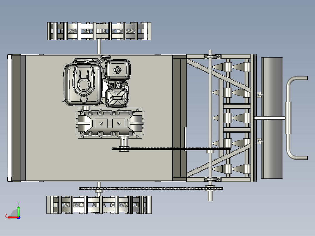 多功能翻地开沟机后视图