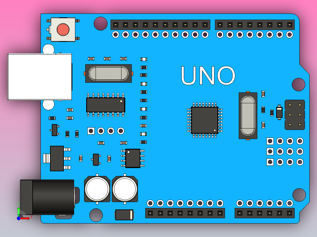 Arduino Uno CH340 USB-type B前视图