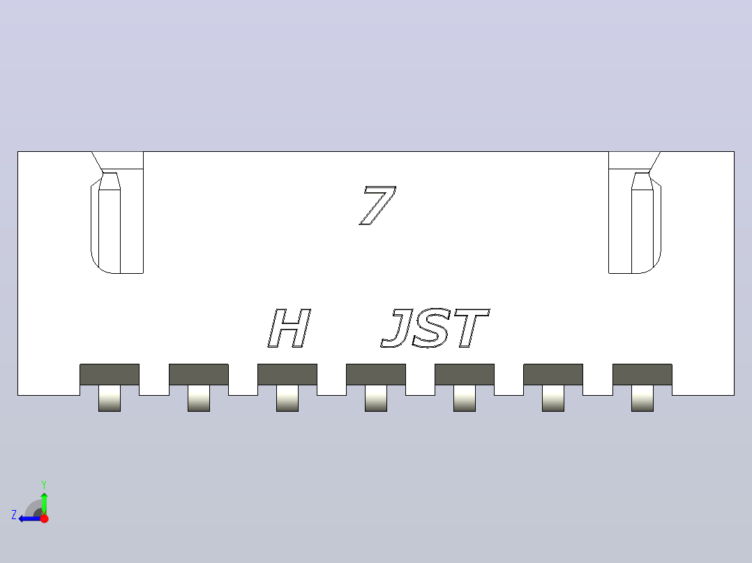 白色JST XH 7针连接器P 2 54mm有角度右视图