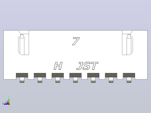 白色JST XH 7针连接器P 2 54mm有角度右视缩略图