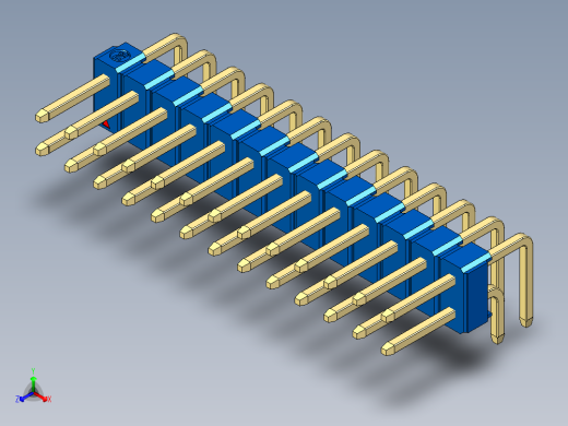 彩色公排针 100mil 2.54mm 系列-DS1022_blue_2x13p_100mil_TypeD_rev1.0