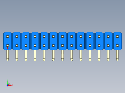 彩色公排针 100mil 2.54mm 系列-DS1022_blue_2x13p_100mil_TypeD_rev1.0前视缩略图
