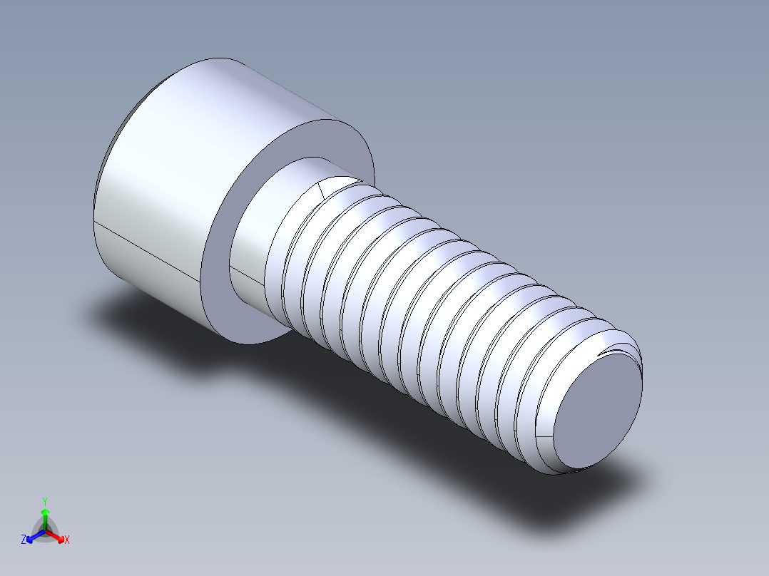 粗螺纹 SHCS 螺钉-SHCS 9.525.x16x1.STEP正等轴测图