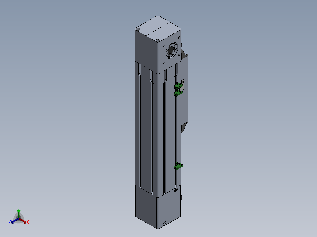 电动滑台模组MTG100右出轴模型正等轴测图