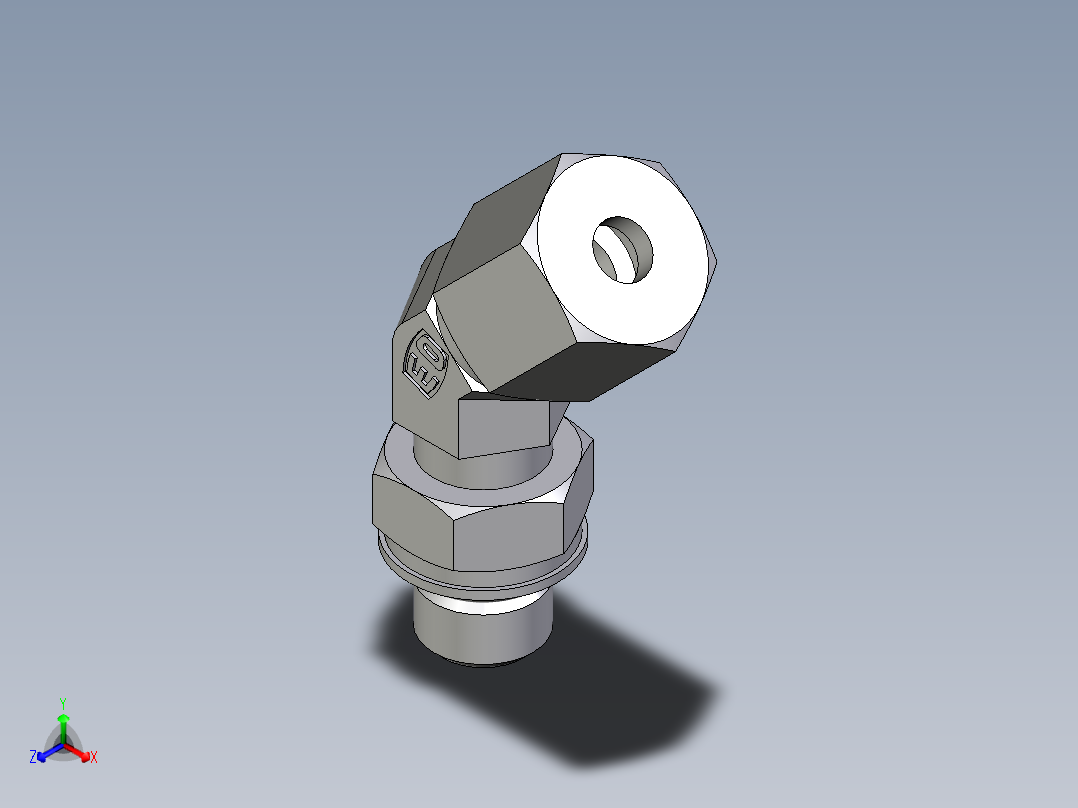 卡套式工业通用硬管接头EO_Adjustable_locknut_45_deg_elbow_VEE06ZSMORCF主视图