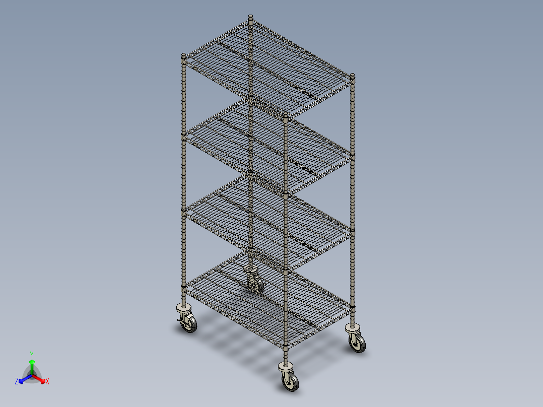 重型不锈钢钢丝架-移动式(带橡胶轮)