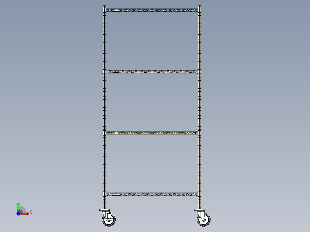 重型不锈钢钢丝架-移动式(带橡胶轮)前视图