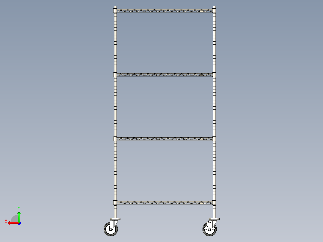 重型不锈钢钢丝架-移动式(带橡胶轮)后视图