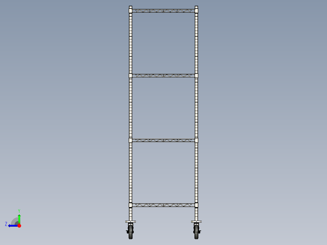 重型不锈钢钢丝架-移动式(带橡胶轮)右视图