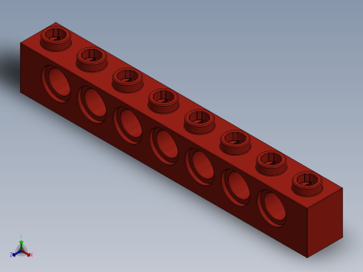 乐高机械组积木（横梁）-370221 Bright Red Technic Brick 1 x 8 with Holes