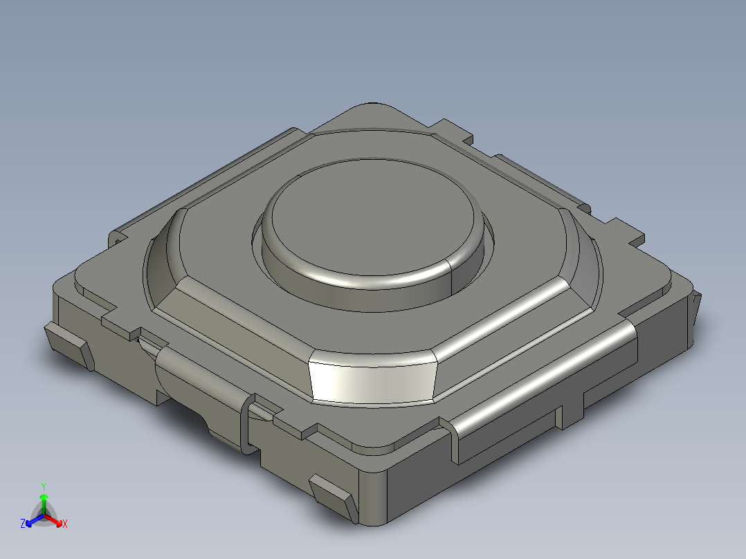 14.9毫米方形SMD轻触开关正等轴测图