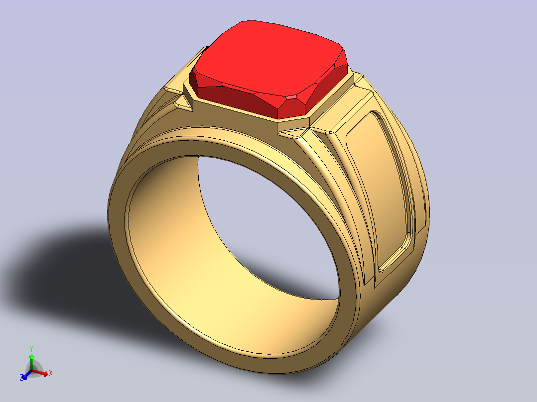 带有黄金设计的戒指主视图