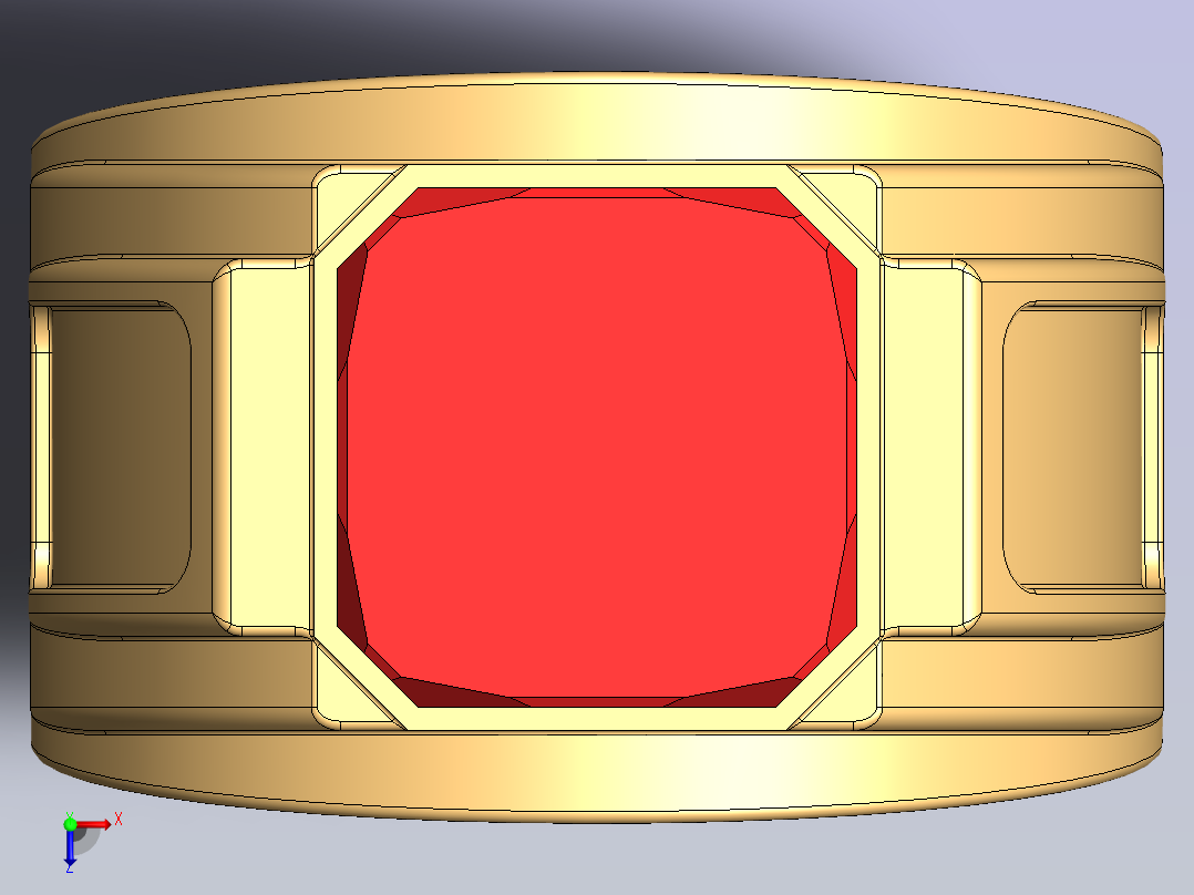 带有黄金设计的戒指俯视图