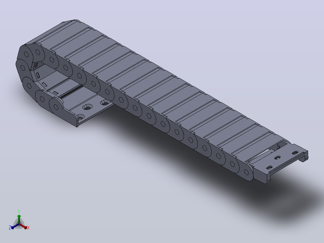 内高15内侧打开型TA半封闭式拖链[DSL15HTA-15-50-R28-20-A1]正等轴测图