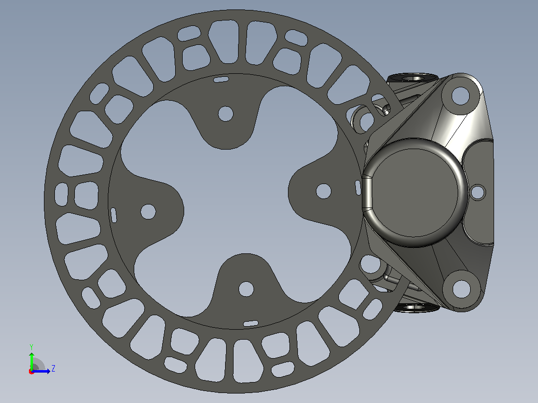 solidworks中的制动盘卡钳左视图