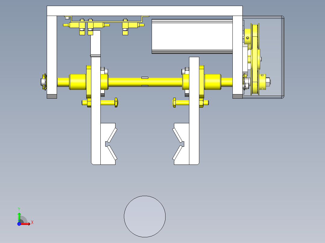对应异形直径工件的卡盘组件前视图