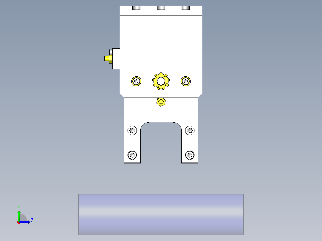 对应异形直径工件的卡盘组件左视图