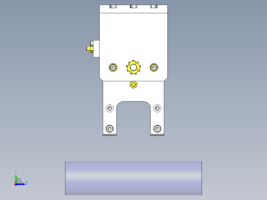 对应异形直径工件的卡盘组件左视缩略图