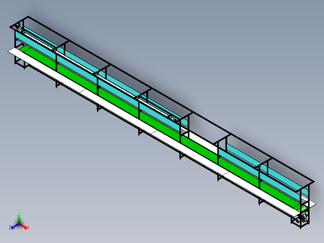 15米铝型材皮带流水线3D图纸 G392 机械设备设计图纸