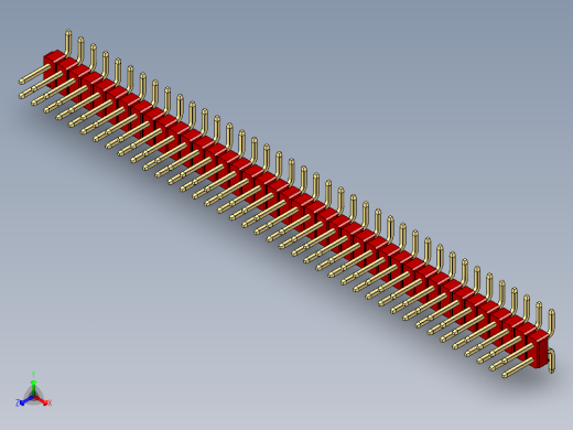 彩色公排针 100mil 2.54mm 系列-DS1022_red_80p_100mil_TypeSMT_rev1.0正等轴测缩略图