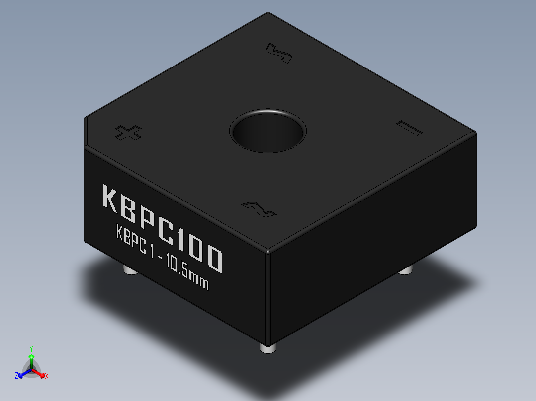 桥式整流器-KBPC1正等轴测图